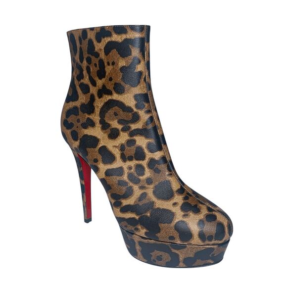 Christian Louboutin Bianca Leopard Print Platform Booties 120 Size EU 37 US 7 - Picture 1 of 10